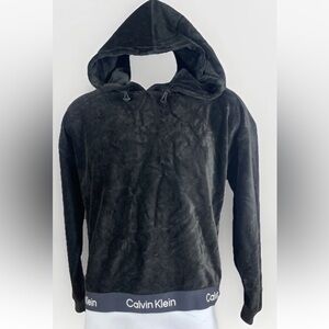 New Calvin Klein Performance Pullover Hoodie Women's M Black Spandex Cotton